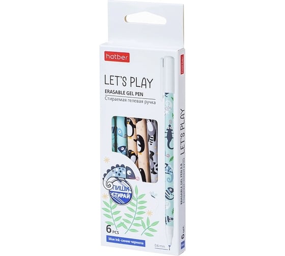 Изображение товара Гелевая ручка Hatber Let's play/Давай поиграем синяя 0,6мм НАБОР Стираемая 6ШТ в картонной коробке 081819