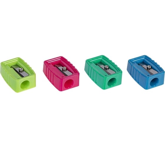 Изображение товара Точилка Hatber COLORA Пластиковая Цветная Ассорти 4 цв. 60шт в картонной Дисплей-витрине , 60шт. 079570