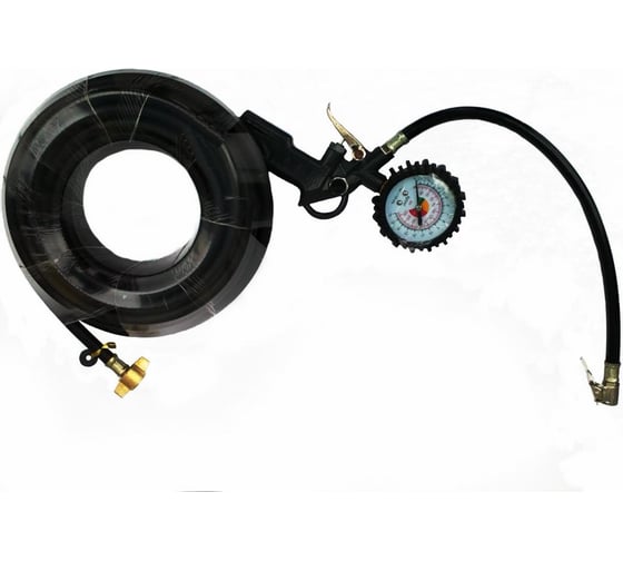 Изображение товара Шланг подкачки колес с манометром и пистолетом Дали-Авто 16 м, 20 атм DA-01591