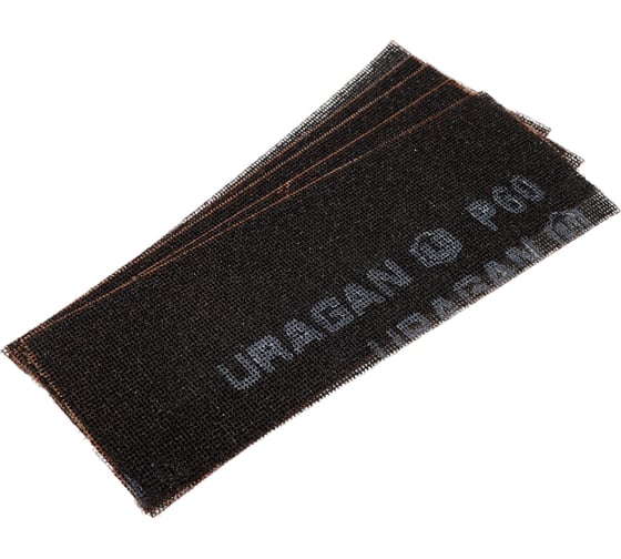 Изображение товара Сетка шлифовальная абразивная, водостойкая (5 шт; 105х280 мм; P60) Uragan 35555-060