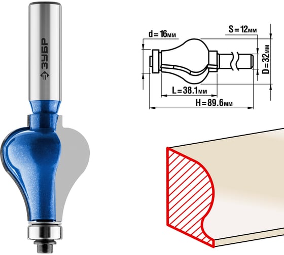 Изображение товара Кромочная фигурная фреза ЗУБР Профессионал №7, 32х38.1 мм 28718-32