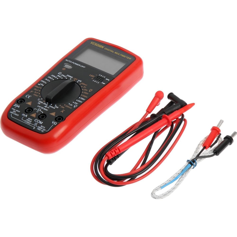 Изображение товара Мультиметр ТУНДРА VC9208N цифровой полупрофессиональный для измерений сопротивления тока и температ