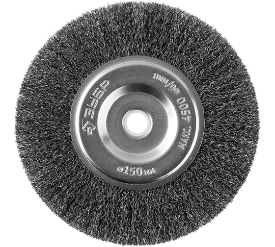Изображение товара Щетка дисковая (150х12.7 мм; 0.3 мм; витая стальная проволока) для точильно-шлифовального станка Зубр 35185-150_z02
