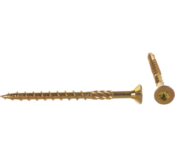 Изображение товара Шуруп Rusconnect CS 06080 с/нарез. д/дерева, потай, 6х80, 200 шт. Желтый цинк 310608