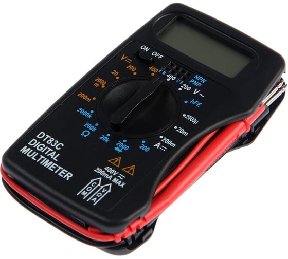 Изображение товара Мультиметр ТУНДРА mini, DT-83C, ACV/DCV, DCA, 200-2МΩ, проверка батареек 9V 1026053