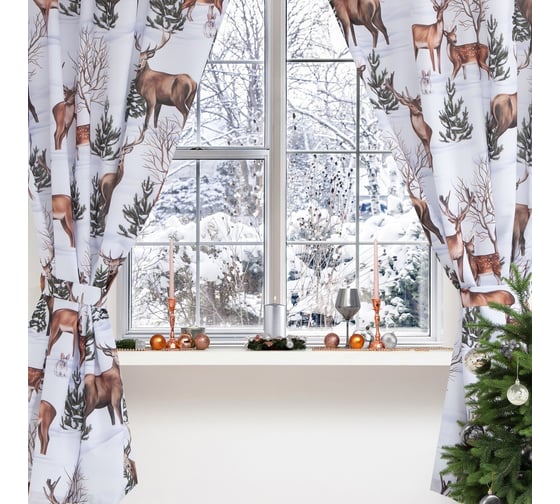 Изображение товара Комплект штор для кухни Этель Сказочный лес с подхватами, 145x180 см, 2 шт, габардин 7261938