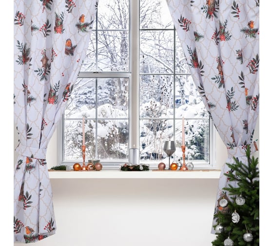 Изображение товара Комплект штор для кухни Этель Beautiful birds с подхватами, 145x180 см, 2 шт, габардин 7072272