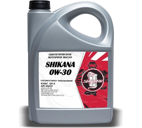 Изображение товара Моторное масло SHIKANA синтетическое, se sae 0w30, api sn/cf, 5 л 78592