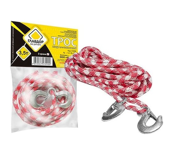 Изображение товара Альпинистский трос-шнур ГЛАВДОР GL-251 3.5 т х 12 мм, 2 крюка 51958