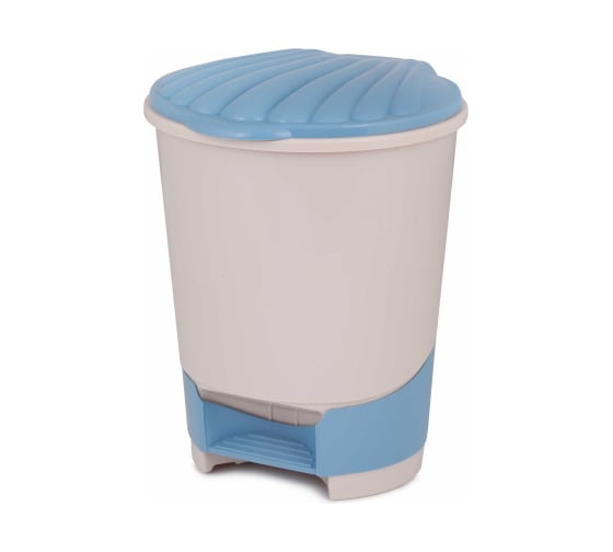 Изображение товара Ведро для мусора ЗПИ «Альтернатива» 10 л, с педалью, светло-бежевый/синий М1381