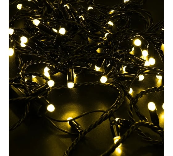 Изображение товара Гирлянда Neon-Night Нить, 10м, 100 LED желтый, черный ПВХ, IP65, без комплекта подключения 305-171