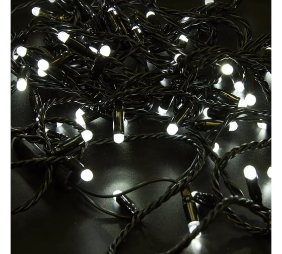 Изображение товара Гирлянда Neon-Night Нить, 10м, 100 LED белый, черный ПВХ, IP65, без комплекта подключения 305-175
