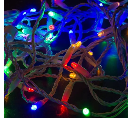 Изображение товара Гирлянда Нить, Neon-Night 10м, 100 LED мультиколор, белый ПВХ, IP65, без комплекта подключения 305-169