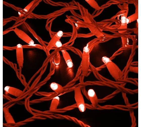 Изображение товара Светодиодная гирлянда NEON-NIGHT Нить 10м 100 LED, на белом проводе, красный, без комплекта подключения 305-162