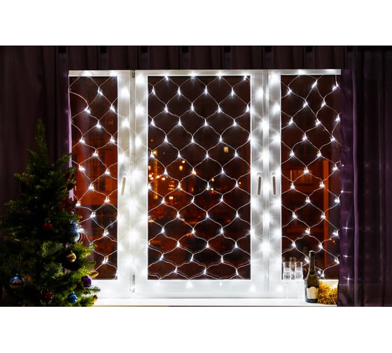 Изображение товара Светодиодная гирлянда NEON-NIGHT Сеть 8 режимов 2.5х2.5м 432 LED, на черном проводе, белый 215-031