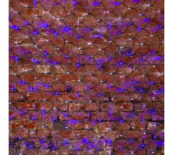 Изображение товара Светодиодная гирлянда NEON-NIGHT Сеть 8 реж 2х1.5м 288 LED на черном проводе белый и синий 215-022