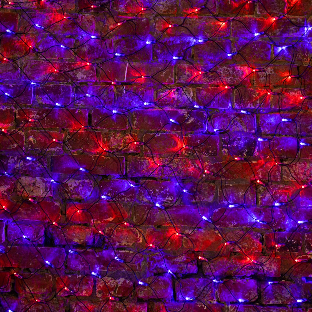 фото Светодиодная гирлянда neon-night сеть 8 реж 2х1.5м 288 led на черном проводе красный и синий 215-023