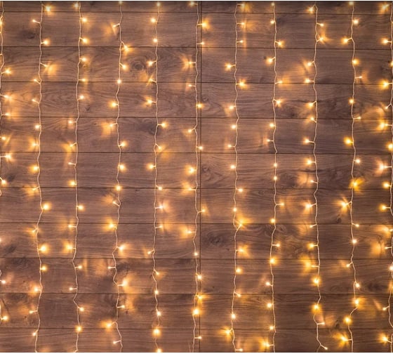 Изображение товара Светодиодная гирлянда NEON-NIGHT Дождь 8 режимов 2х3м 240 LED прозрачный провод тёплый-белый 235-066