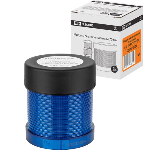 Изображение товара Светосигнальный модуль TDM ELECTRIC 70 мм, синий (LED 230В AC) IP54 SQ0737-0004