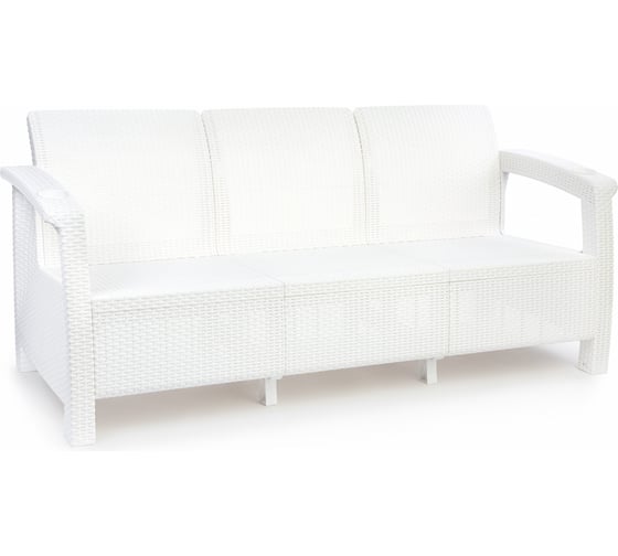 Изображение товара Диван ЗПИ «Альтернатива» Ротанг-плюс 3-х местный, белый, без подушки М8349