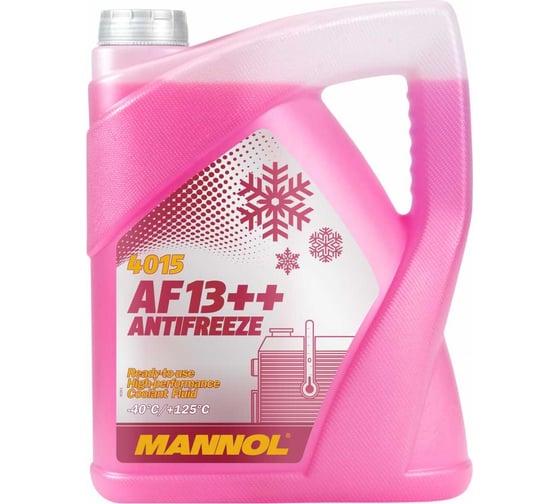 Изображение товара Готовый раствор охлаждающей жидкости MANNOL ANTIFREEZE AF13++, 5 л, антифриз, красный 40155