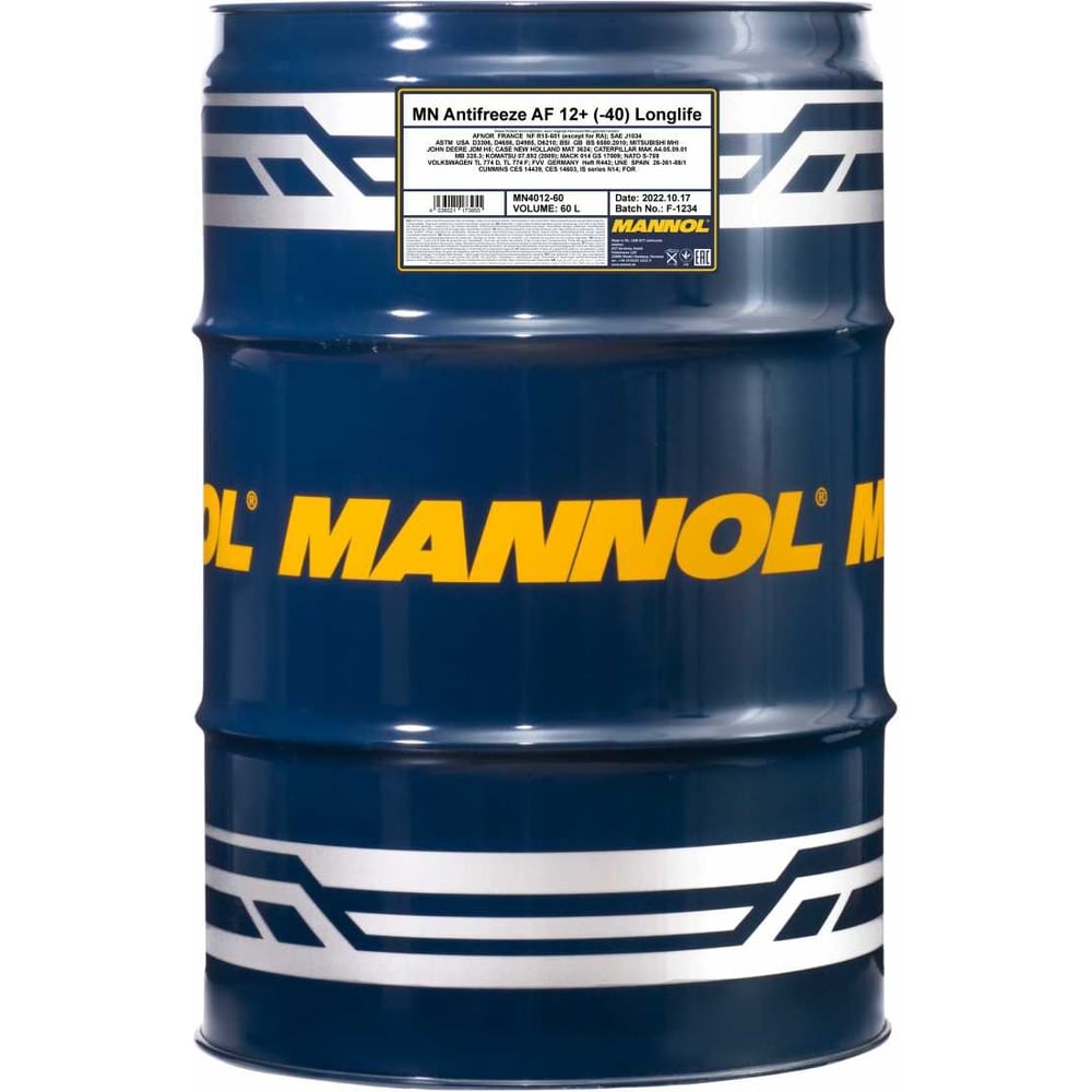 Изображение товара Готовый раствор охлаждающей жидкости MANNOL ANTIFREEZE LONGLIFE AF12+ 60 л