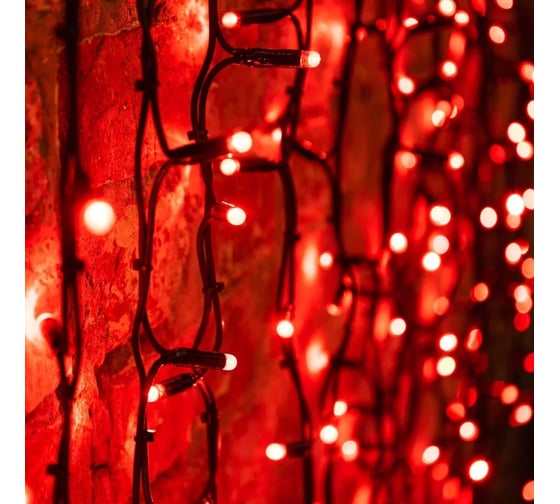 Изображение товара Гирлянда Neon-Night Занавес 2х1,5 м, 360 LED красный, черный каучук, IP67 237-122