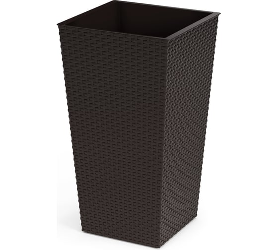 Изображение товара Напольное кашпо ЗПИ «Альтернатива» Ротанг 340x320x615 мм, со вставкой, мокко М8848