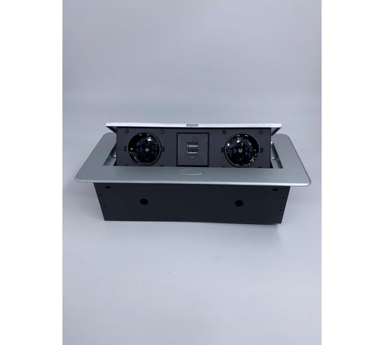 Изображение товара Встраиваемая выдвижная розетка для столешницы с usb Inrior TORO-88-80