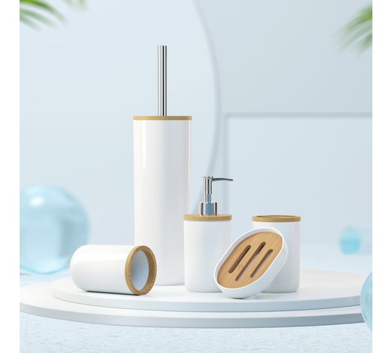 Изображение товара Стакан для зубных щеток ЗПИ «Альтернатива» "Бамбук" белый М8052