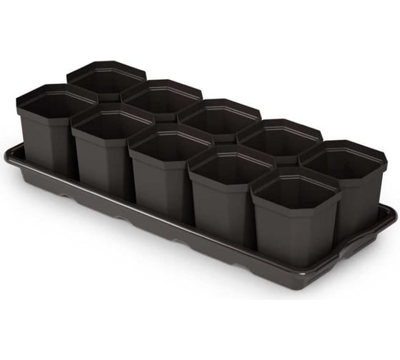 Изображение товара Набор для рассады ЗПИ «Альтернатива» 10 стаканов, подставка, 410x170x90 мм М1010
