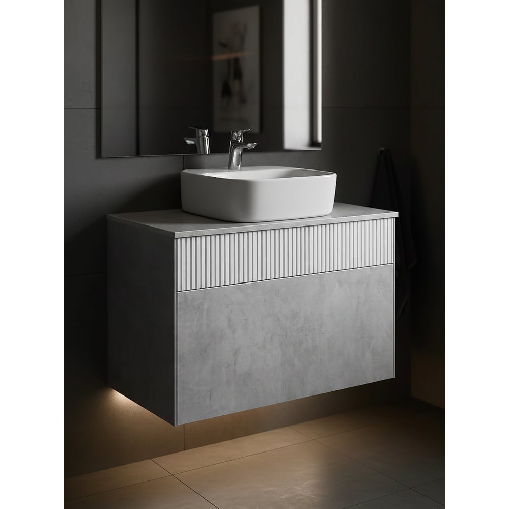 Изображение товара Тумба-умывальник AQUATON Марбл 80 Слэйт/Белый матовый