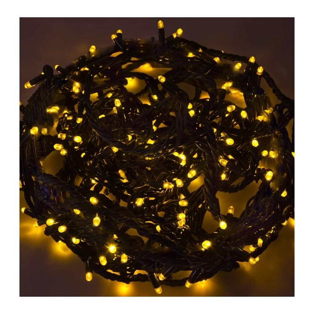 фото Светодиодная гирлянда neon-night твинкл-лайт 8 режимов, 20м, 240 led, черный каучуковый провод, жёлтый 303-321