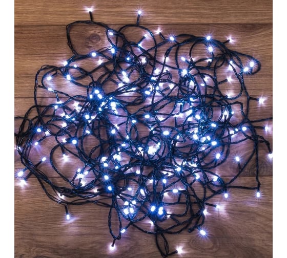 Изображение товара Светодиодная гирлянда-нить Neon-Night 8 режимов 20м 200 LED тёмно-зеленый провод белый 303-106