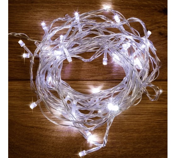 Изображение товара Светодиодная гирлянда-нить Neon-Night 8 режимов, 6м, 40 LED, прозрачный провод, белый 303-175