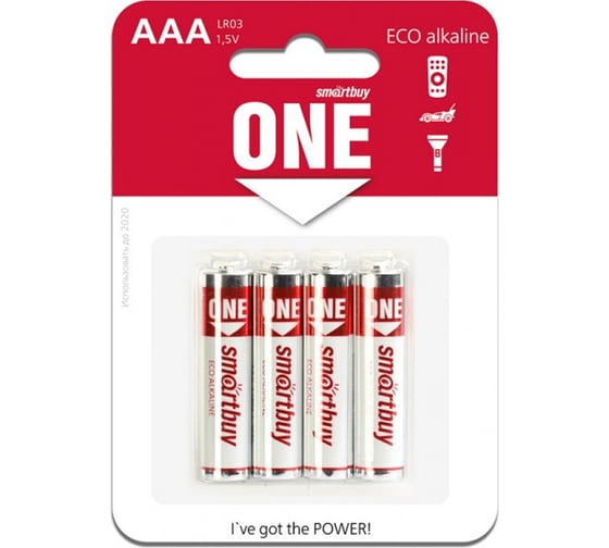 Изображение товара Батарейка Smartbuy алкалиновая one lr03/4b (48/480) упаковка 4 шт. SOBA-3A04B-Eco