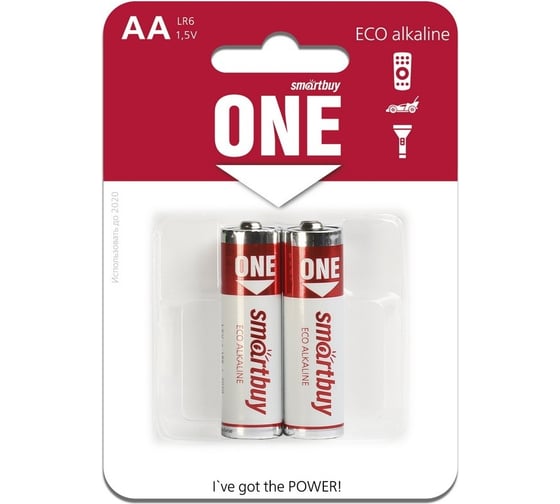 Изображение товара Батарейка Smartbuy алкалиновая one lr6/2b (24/240) упаковка 2 шт. SOBA-2A02B-Eco