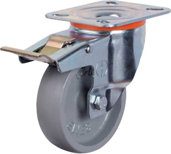 Изображение товара Колесо с поворотной платформой и тормозом 80 мм EMES EM01VKV80X30F