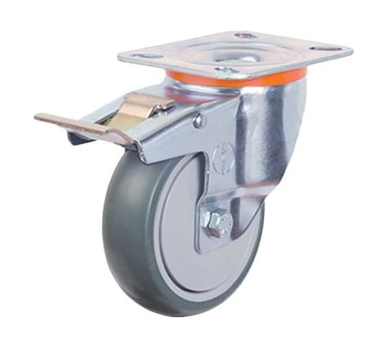 Изображение товара Колесо с поворотной платформой и тормозом 100 мм EMES EM01MBT100X32F