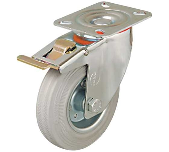 Изображение товара Колесо с поворотной платформой и тормозом 125 мм EMES EM01SPRG125X375F