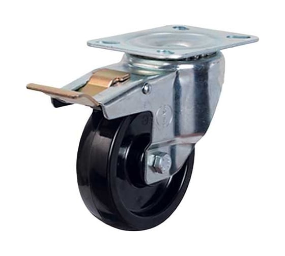 Изображение товара Колесо с поворотной платформой и тормозом 80 мм EMES EM01BKB80X30F