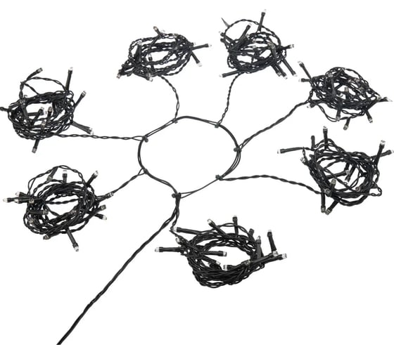 Изображение товара Елочная гирлянда с кольцом NEON-NIGHT 8 режимов, 7 нитей по 1,5 метра, 105 LED, теплый белый 235-076