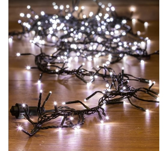 Изображение товара Гирлянда-мишура Neon-Night 8 режимов 3м 288 LED, тёмно-зеленый провод, белый 303-625