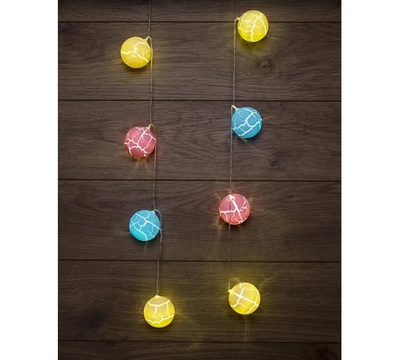 Изображение товара Светодиодная гирлянда NEON-NIGHT Карамельки 1.5м 10 LED, прозрачный провод, тёплый-белый 303-082