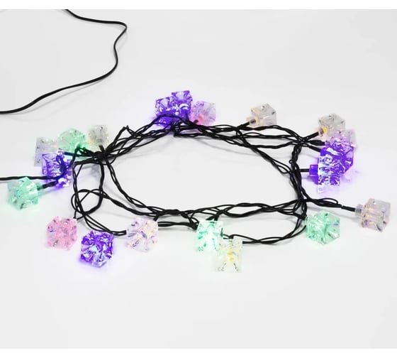 Изображение товара Светодиодная гирлянда NEON-NIGHT Кубики 8 режимов, 2.8м, 20 LED, тёмно-зелёный провод, мультиколор 303-061