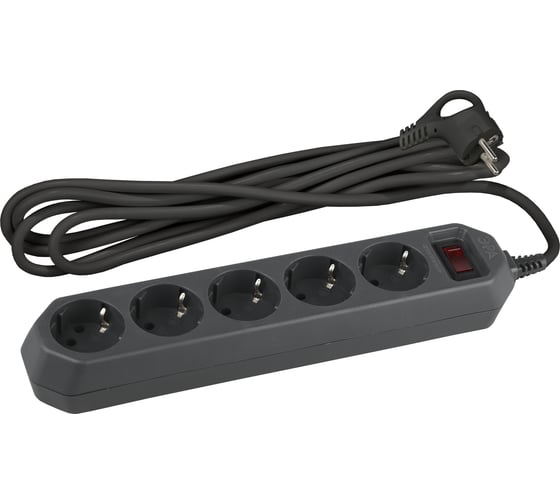 Изображение товара Сетевой фильтр ЭРА USF-5es-3m-B черный с заземлением 3x0,75мм2, с выкл, 5гн, 3м Б0019034