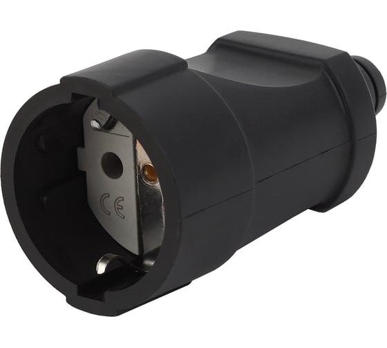 Изображение товара Кабельная розетка ЭРА Rx4-B с/з прямая ПВХ 16A черная Б0039685