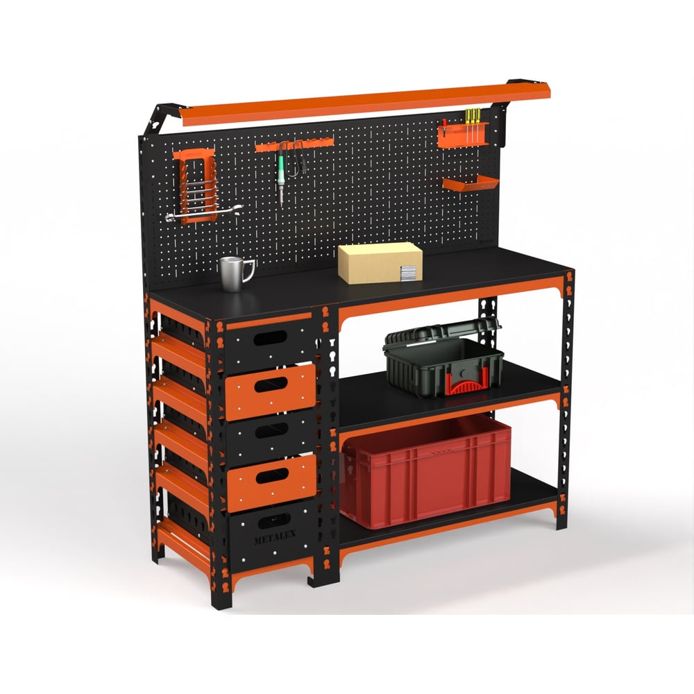 Изображение товара Верстак ООО Металекс серия SUN 950x1200x400 мм с бок. тумбой и освещением