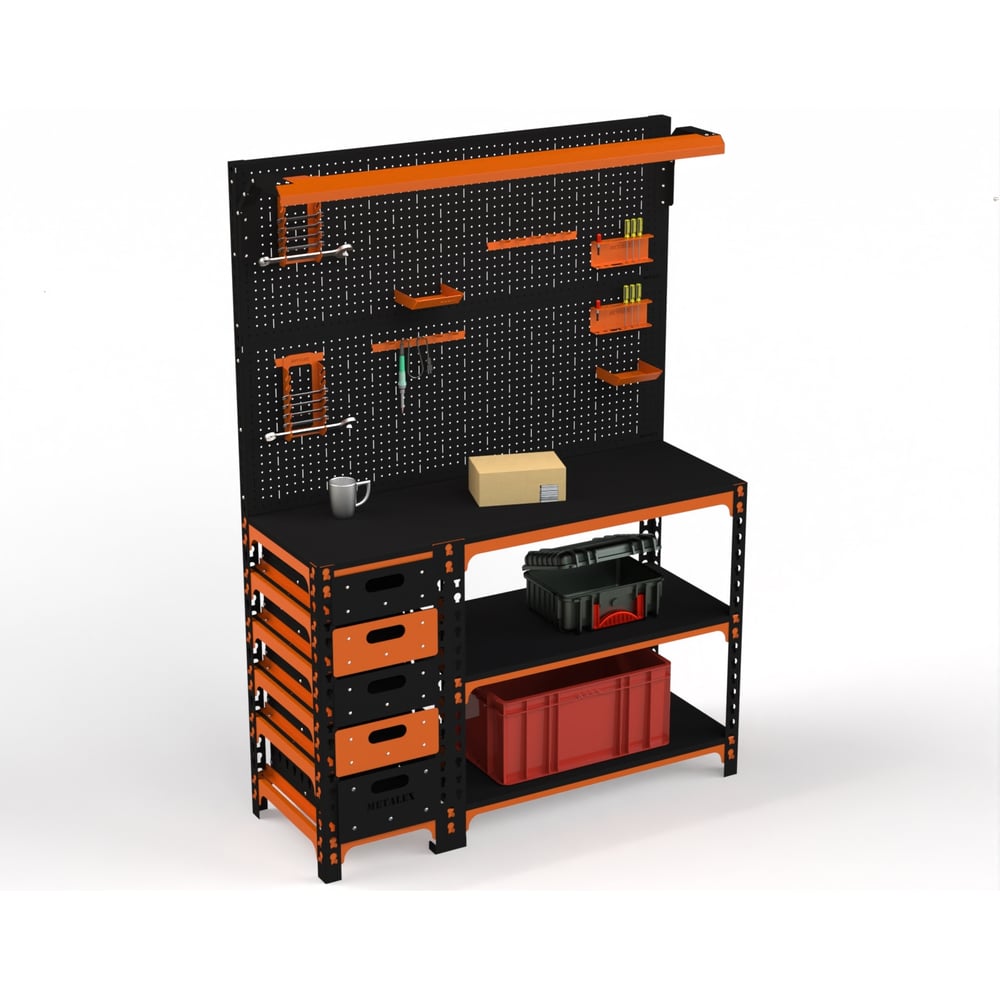 Изображение товара Верстак ООО Металекс серия SUN 950x1000x600 мм с боковой тумбой и освещением