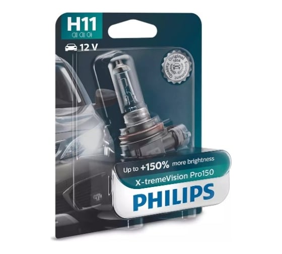 Изображение товара Автолампа PHILIPS H11 +150 X-tremeVision Pro150 блистер 12V 12362XVPB1
